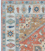 Hand Knotted Oushak Rug, Terracotta Coral & Beige Turkish Wool Rug, Vintage Medallion Oriental Carpet, Handmade Floral Area Rug, Custom Size