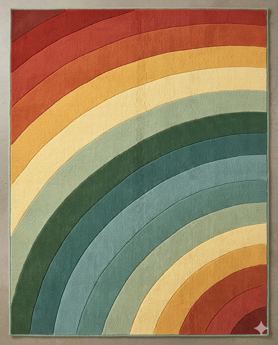 RugsRegalia | 100% New Zealand Wool Retro Arches Hand-Tufted Rug (8'x10') – Multi-Color Earth Tones
