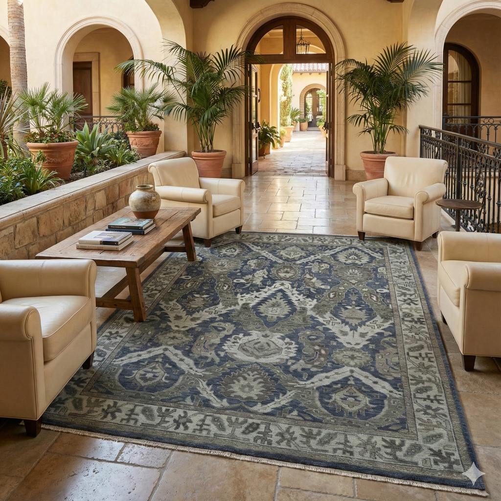 Hand-Knotted Oushak Wool Rug - Charcoal & Gray Traditional Pattern | Rug Regalia