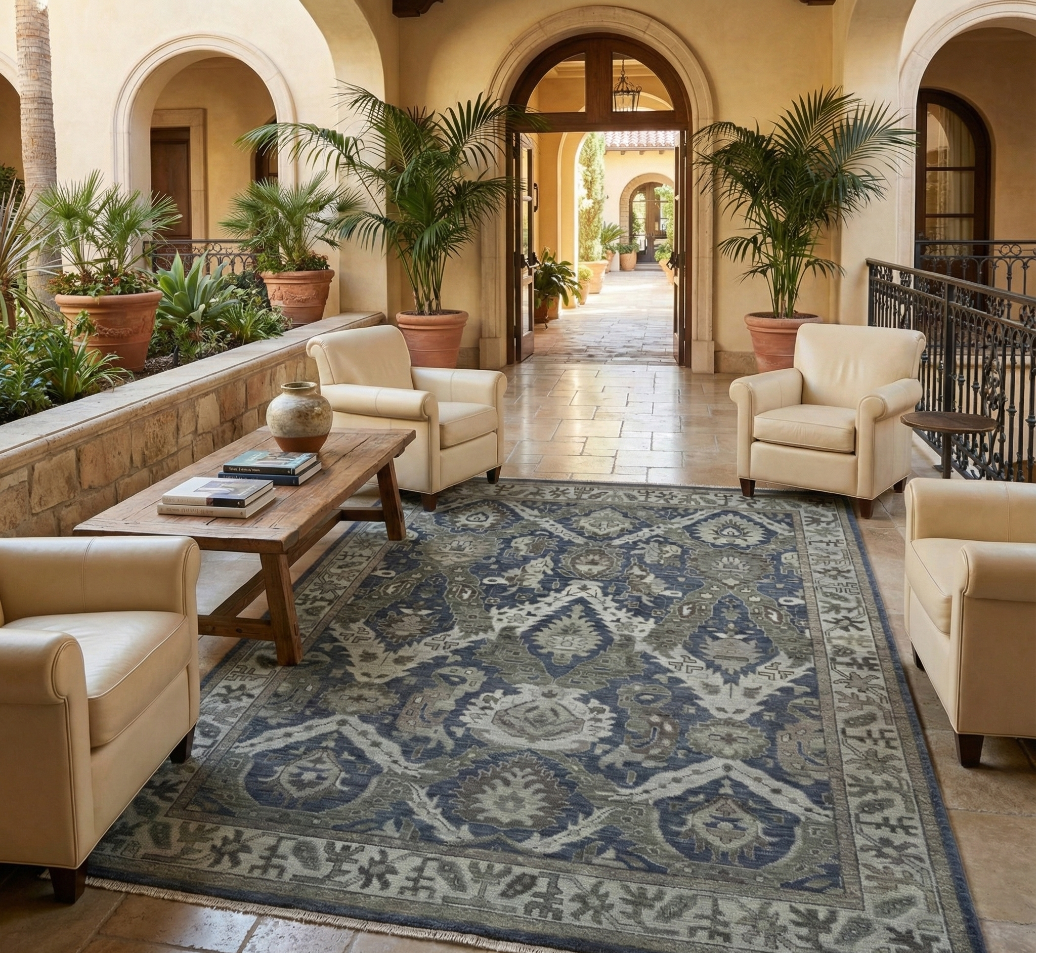 Hand-Knotted Oushak Wool Rug - Charcoal & Gray Traditional Pattern | Rug Regalia