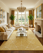 Loom & Hearth | 100% Wool Arched Maze Hand-Tufted Rug (8'x10') – Mustard Gold