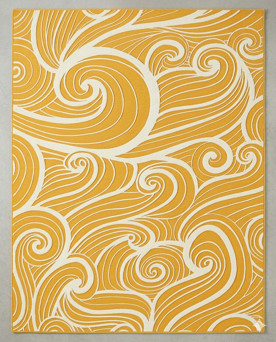 Loom & Hearth | 100% Wool Arched Maze Hand-Tufted Rug (8'x10') – Mustard Gold