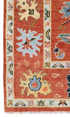 8x10 Elegant Soft red Handknotted Oushak rug, Modern Soft Wool Rugs, Tree of Life Rug for Living room, Bedroom and Office.