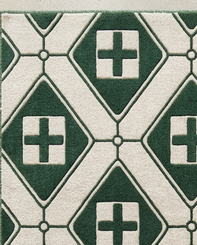 A Unique Fusion of Traditional Diamond Patterns and Contemporary Medical Plus-Sign Symbols.