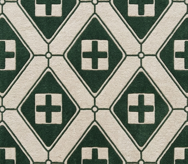 A Unique Fusion of Traditional Diamond Patterns and Contemporary Medical Plus-Sign Symbols.