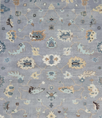 Luxury Hand-Knotted Silver Grey & Ivory Rug