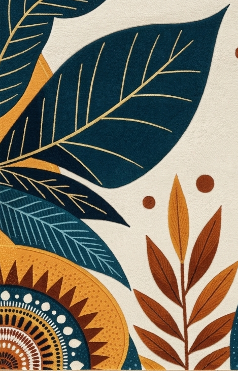 Terra Mandala" Artisan Hand-Tufted Botanical Rug