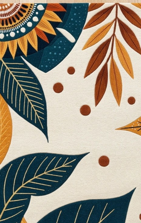 Terra Mandala" Artisan Hand-Tufted Botanical Rug
