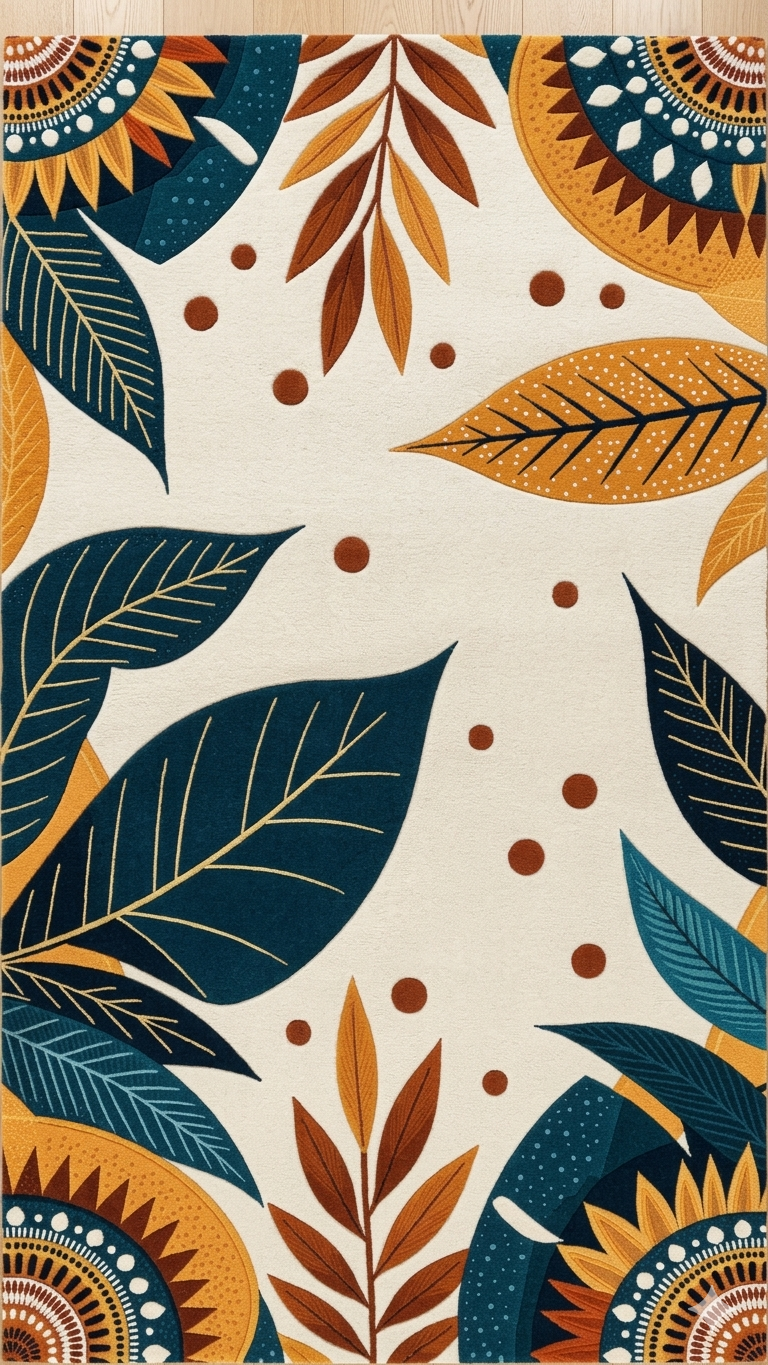 Terra Mandala" Artisan Hand-Tufted Botanical Rug