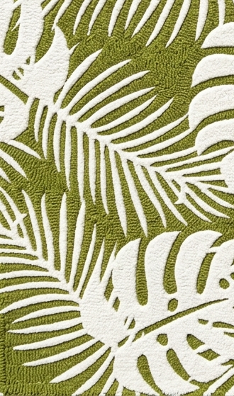 Verdant Isle | Wool & Viscose Tropical Palm Hand-Tufted Rug (8'x10') – Moss Green
