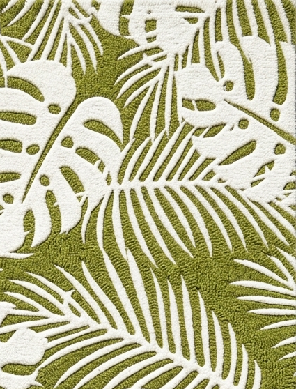 Verdant Isle | Wool & Viscose Tropical Palm Hand-Tufted Rug (8'x10') – Moss Green