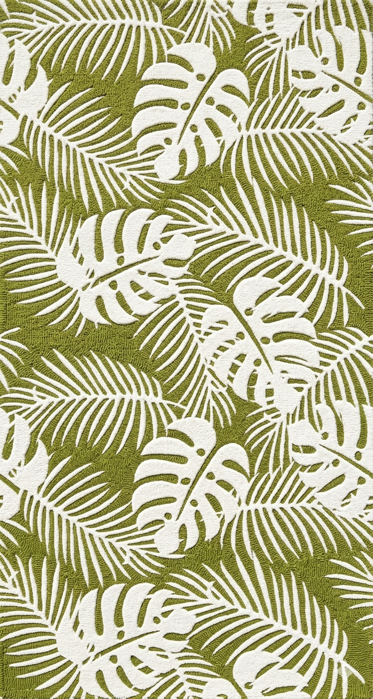 Verdant Isle | Wool & Viscose Tropical Palm Hand-Tufted Rug (8'x10') – Moss Green