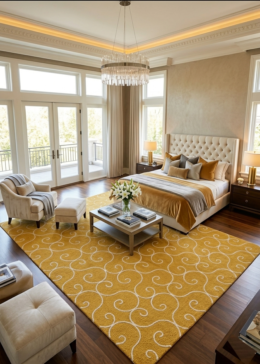 Loom & Hearth | 100% Wool Arched Maze Hand-Tufted Rug (8'x10') – Mustard Gold