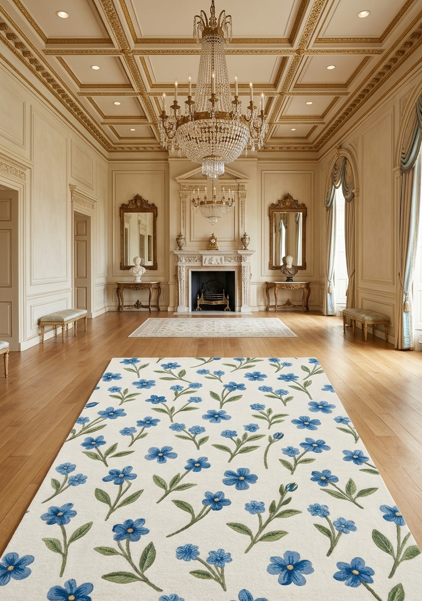 Elegant Hand Tufted Botanical Floral Rug – Soft Ivory Base with Wildflower Design | Modern Nature-Inspired Area Rug