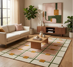 Modern Geometric Wool Rug - Hand-Tufted Minimalist Grid Design | Mid-Century Accent Rug by Rug Regalia