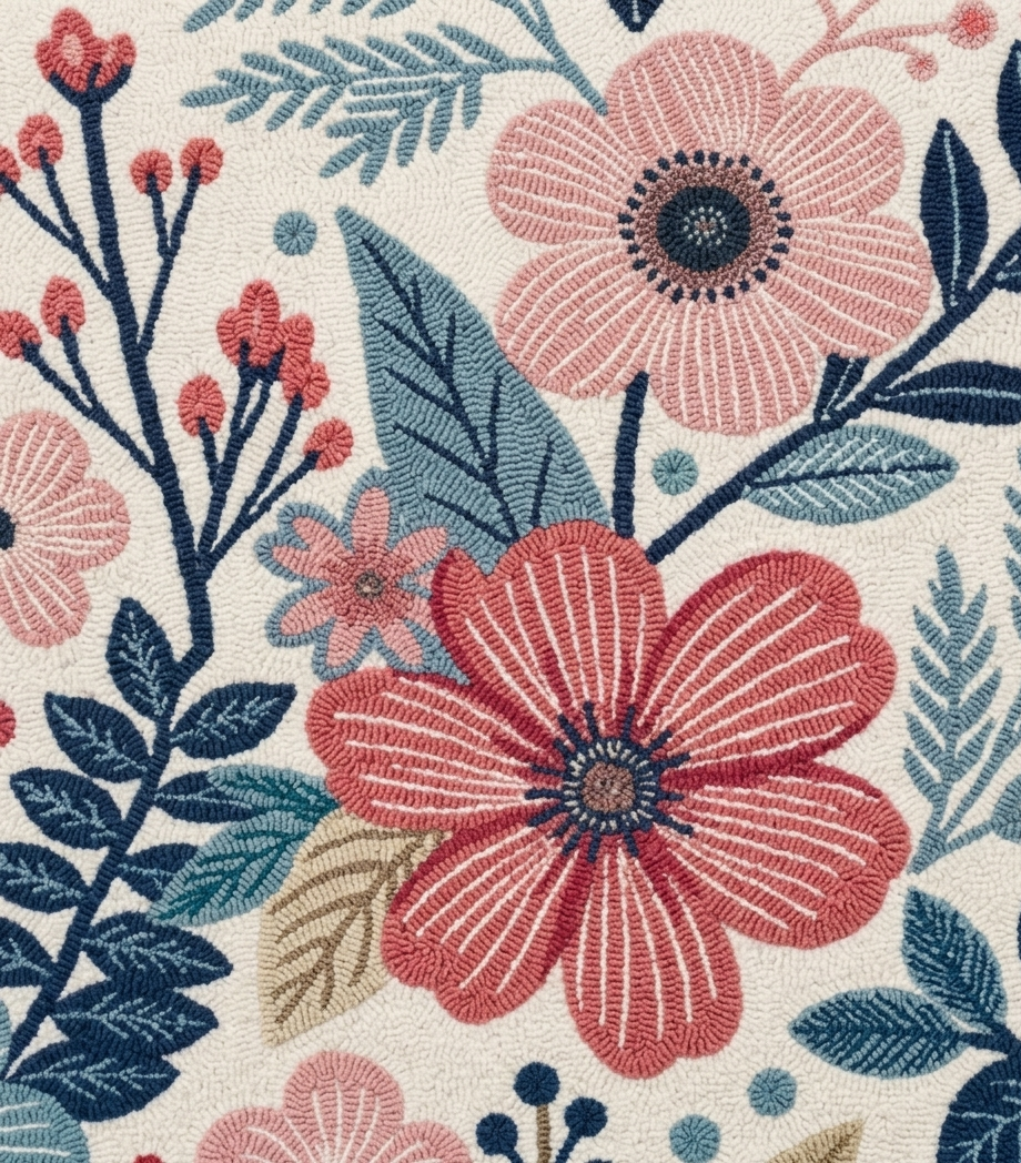 Elegant Hand Tufted Floral Rug – Soft Pastel Botanical Design | Modern Decorative Area Rug for Living Room & Bedroom