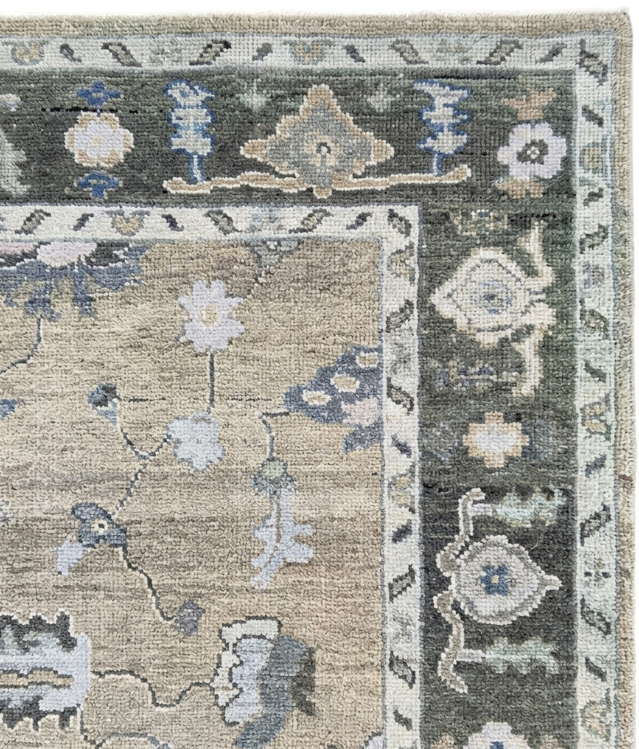 Hand-Knotted Olive & Grey Heirloom Rug