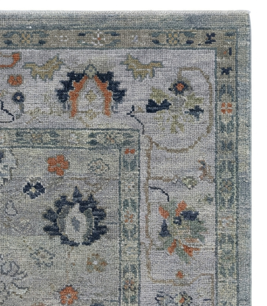 Hand-Knotted Light Grey & Silver Artisan Rug 9x12 feet