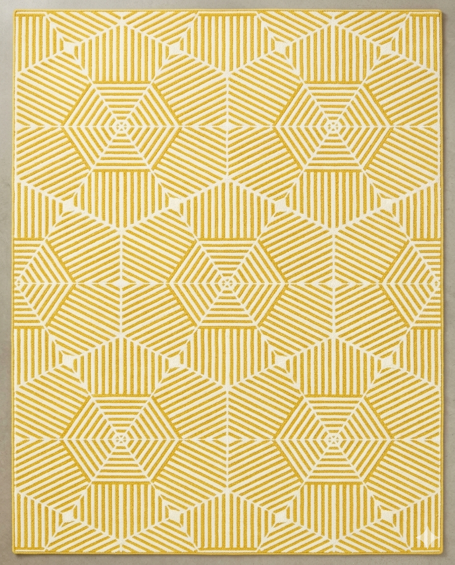 Loom & Hearth | 100% Wool Arched Maze Hand-Tufted Rug (8'x10') – Mustard Gold