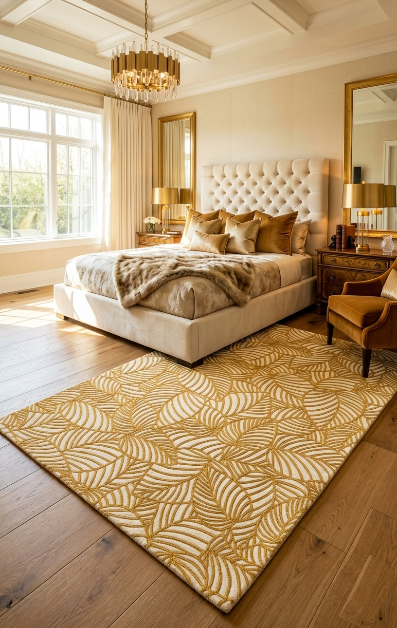 Loom & Hearth | 100% Wool Arched Maze Hand-Tufted Rug (8'x10') – Mustard Gold