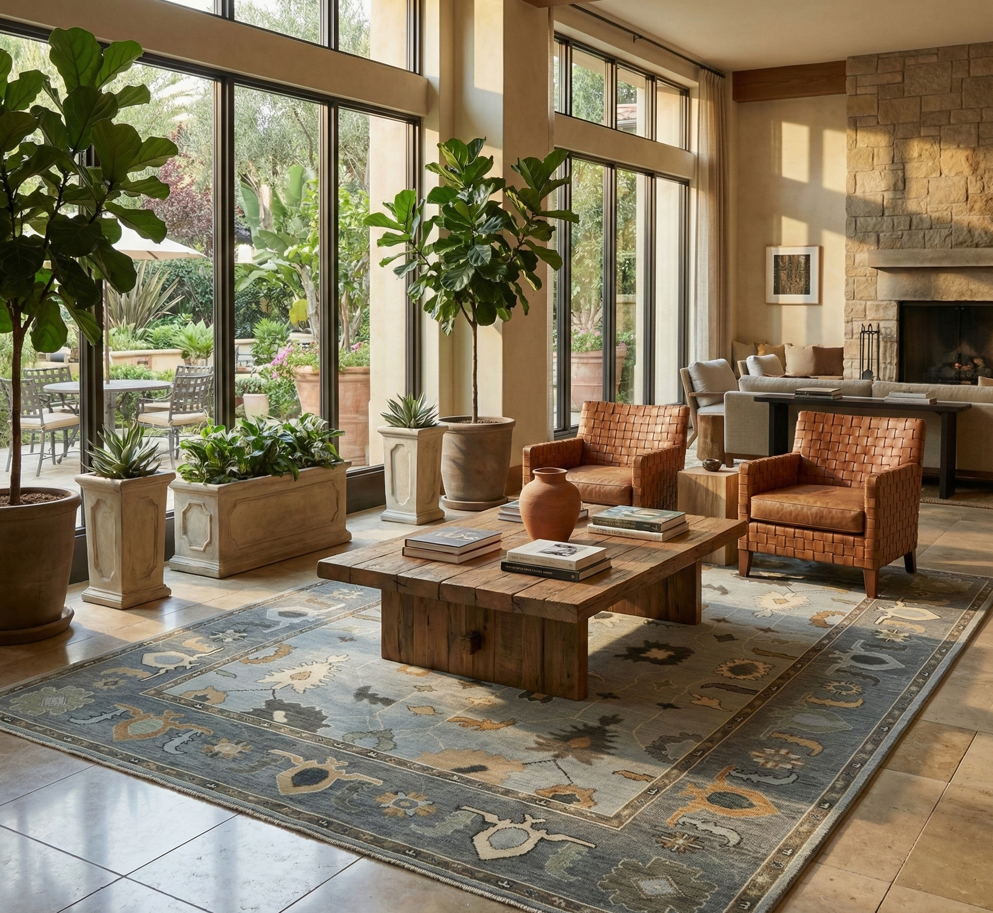 Hand-Knotted Oushak Wool Rug - Misty Gray with Earth-Tone Accents | Luxury Turkish Handmade Carpet by Rug Regalia