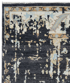 Vintage Distressed Turkish Style Wool Carpet, Beige Ivory Charcoal Black Antique Look Area Rug for Living Room, Bedroom hand knotted rug