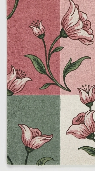 Blossom Checker" Artisan Hand-Tufted Floral Rug