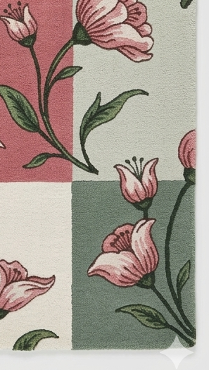 Blossom Checker" Artisan Hand-Tufted Floral Rug