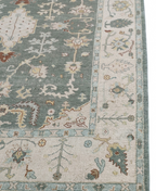 Blue Ivory Oushak Style Rug, Hand Knotted Wool Area Rug, Vintage Turkish Inspired Carpet, Living Room Rug 8x10, Custom Size Available