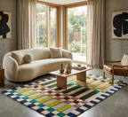 Contemporary Color Block Wool Rug - Hand-Tufted Modern Stripe Pattern | Art-Inspired Designer Rug by Rug Regalia