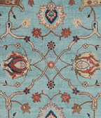 Blue Oushak Rug 8x10 Hand Knotted Wool Turkish Rug, Vintage Floral Area Rug, Light Blue Living Room Rug, Custom Size Rug
