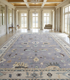 Luxury Hand-Knotted Silver Grey & Ivory Rug