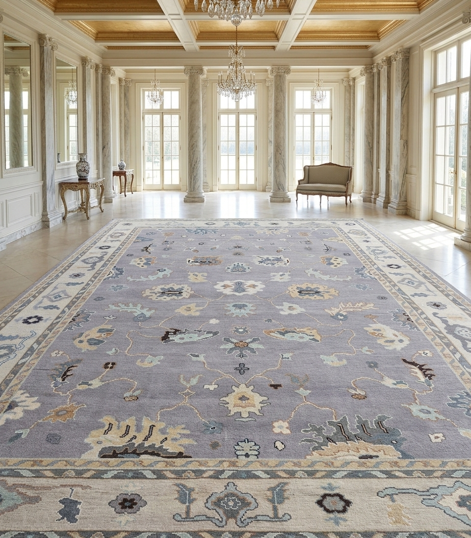 Luxury Hand-Knotted Silver Grey & Ivory Rug