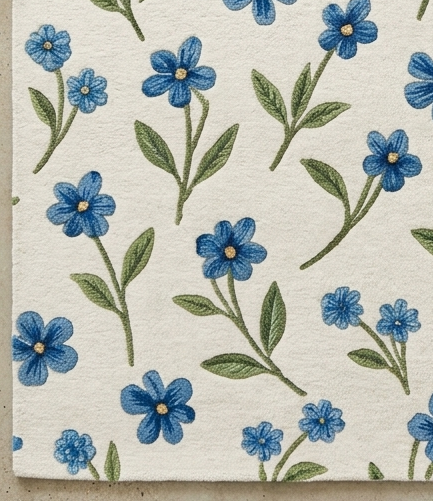 Elegant Hand Tufted Botanical Floral Rug – Soft Ivory Base with Wildflower Design | Modern Nature-Inspired Area Rug