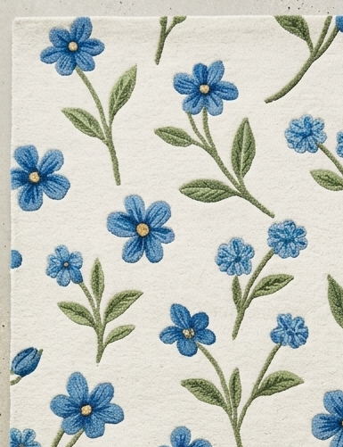 Elegant Hand Tufted Botanical Floral Rug – Soft Ivory Base with Wildflower Design | Modern Nature-Inspired Area Rug