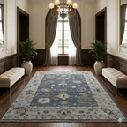 Hand-Knotted Oushak Wool Rug - Charcoal & Soft Gray Accents | Luxury Turkish Design by Rug Regalia