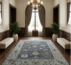 Hand-Knotted Oushak Wool Rug - Charcoal & Soft Gray Accents | Luxury Turkish Design by Rug Regalia