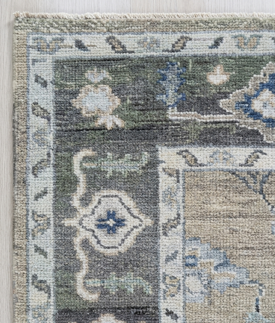 Hand-Knotted Olive & Grey Heirloom Rug