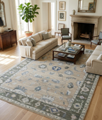 Hand-Knotted Olive & Grey Heirloom Rug