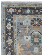 Hand Knotted Wool Oushak Rug, Turkish Style Geometric Carpet (8x10)