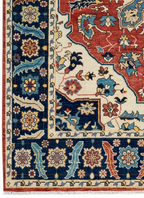 Red Blue Oushak Rug 8x10 Hand Knotted Wool Turkish Rug, Vintage Medallion Area Rug, Oriental Living Room Rug, Custom Size