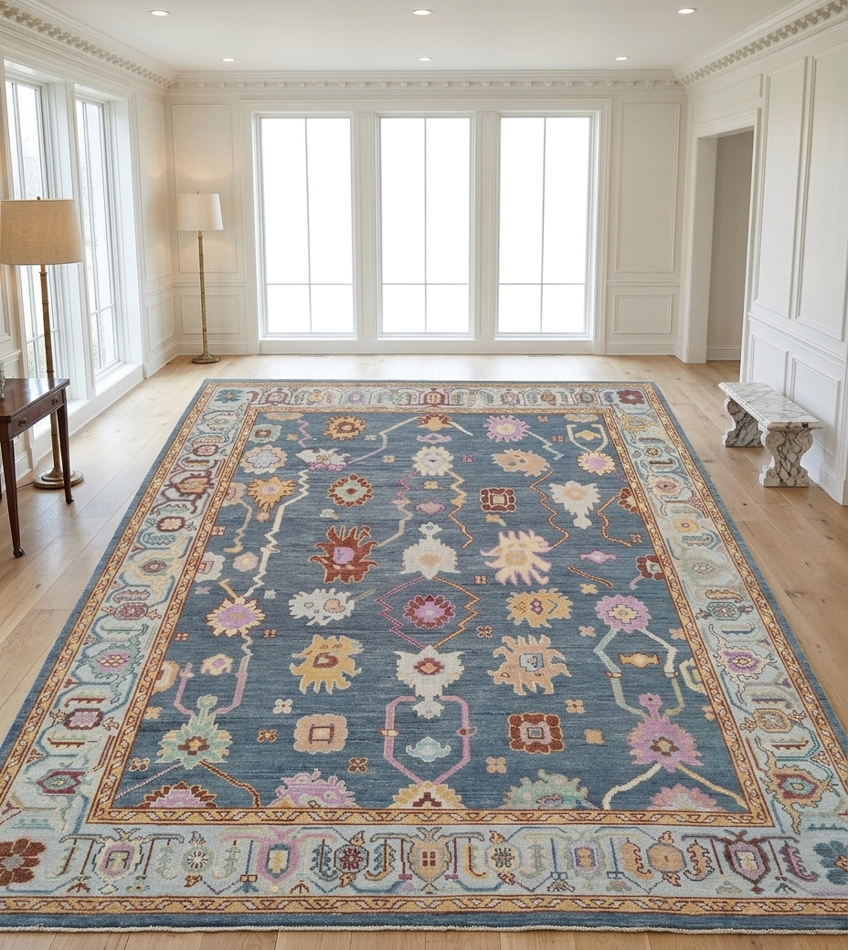 Hand-Knotted Dark Grey & Silver Statement Rug 8x10 feet