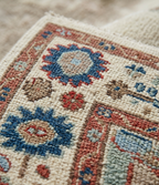 Hand Knotted Oushak Rug – Ivory Wool Traditional Floral Oriental Carpet New Zealand wool