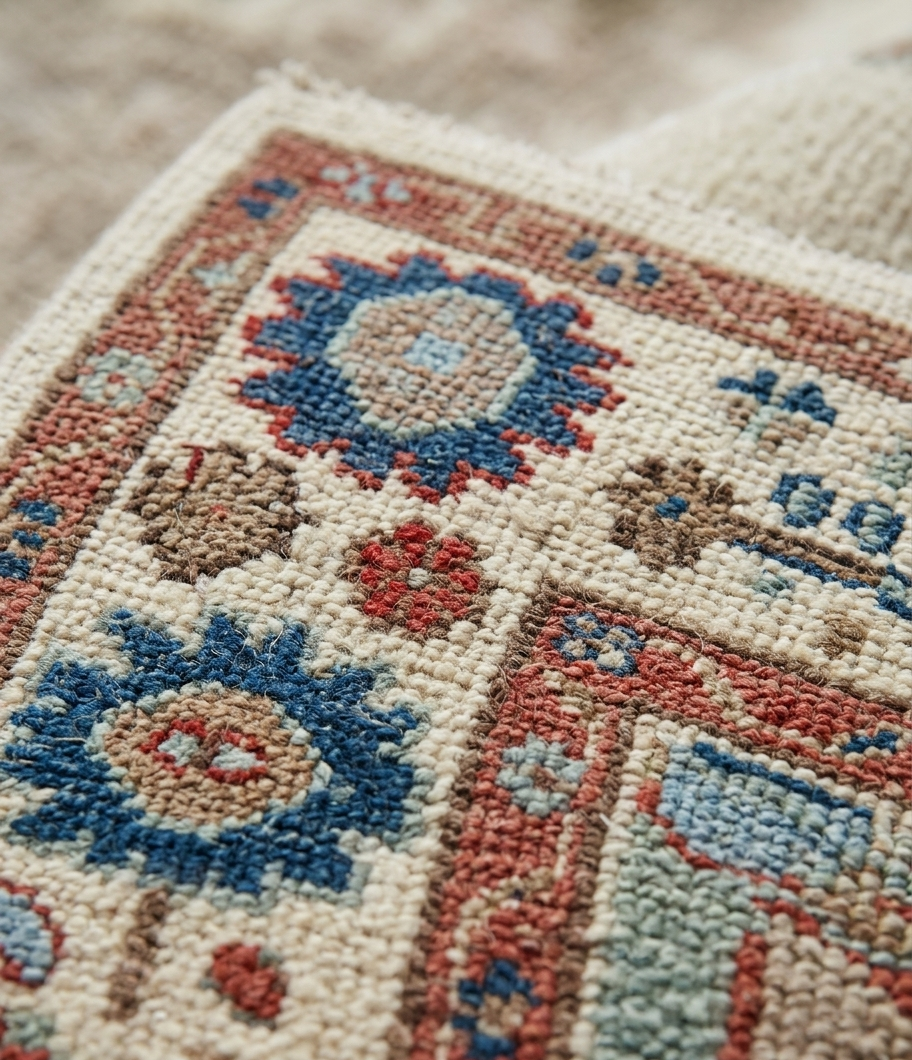 Hand Knotted Oushak Rug – Ivory Wool Traditional Floral Oriental Carpet New Zealand wool
