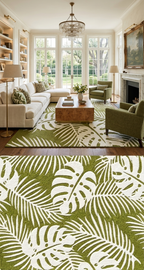 Verdant Isle | Wool & Viscose Tropical Palm Hand-Tufted Rug (8'x10') – Moss Green