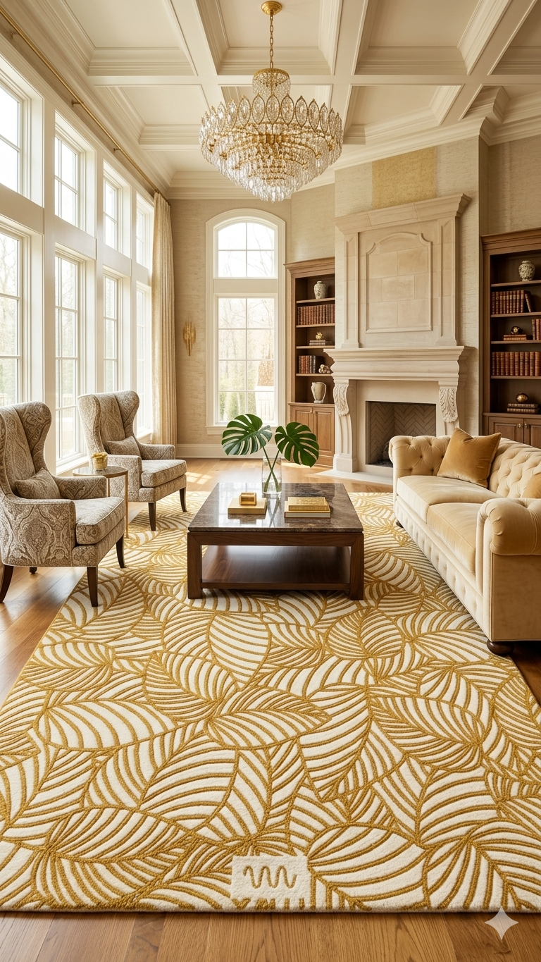 Loom & Hearth | 100% Wool Arched Maze Hand-Tufted Rug (8'x10') – Mustard Gold