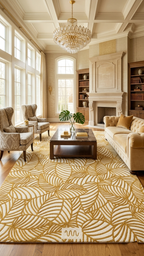 Loom & Hearth | 100% Wool Arched Maze Hand-Tufted Rug (8'x10') – Mustard Gold