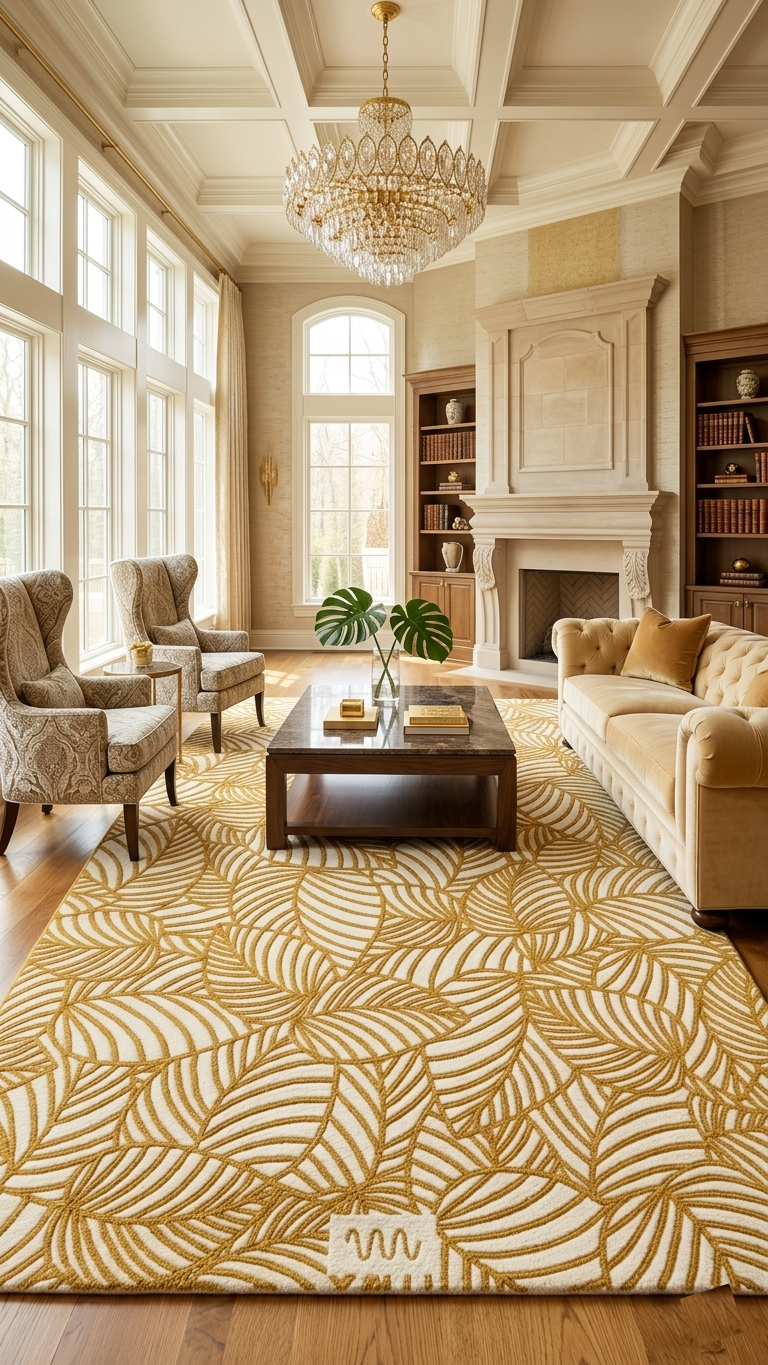 Loom & Hearth | 100% Wool Arched Maze Hand-Tufted Rug (8'x10') – Mustard Gold