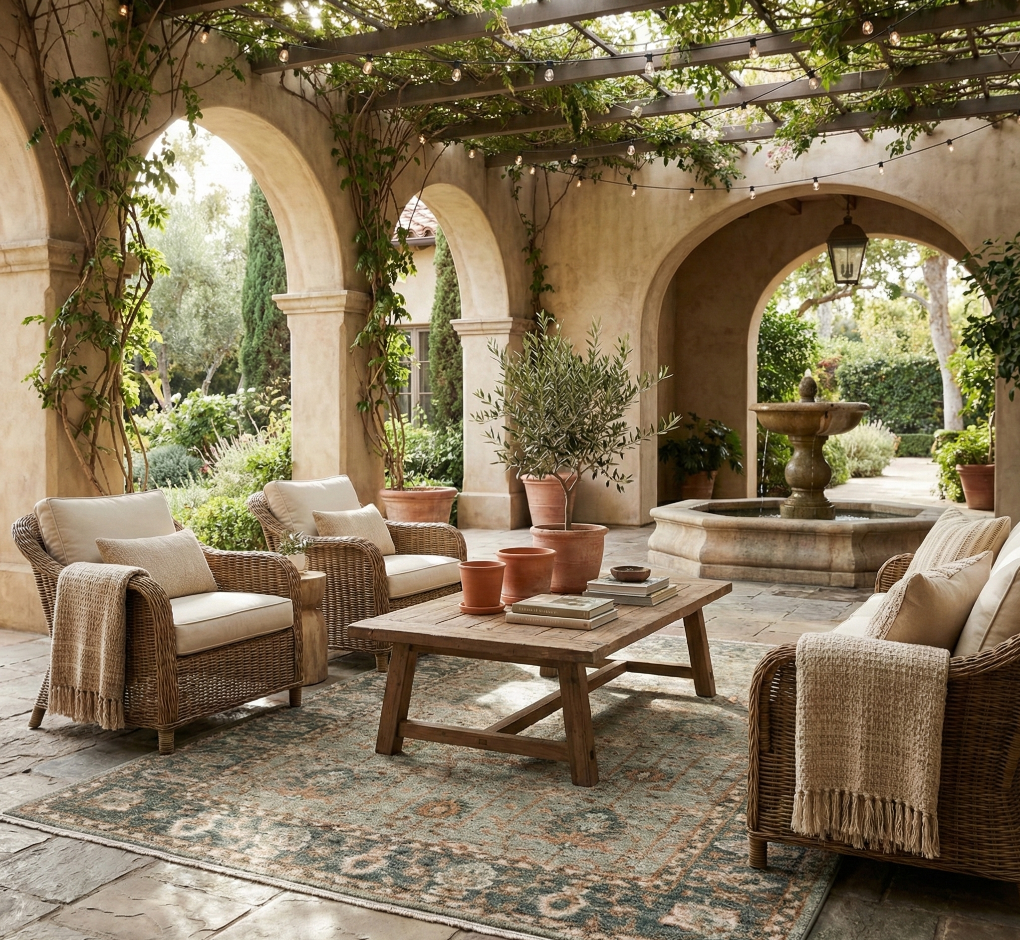 Hand-Knotted Wool Rug - Botanical Motif in Sage Green & Copper | Vintage-Style Artisan Rug by Rug Regalia