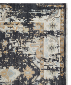 Vintage Distressed Turkish Style Wool Carpet, Beige Ivory Charcoal Black Antique Look Area Rug for Living Room, Bedroom hand knotted rug